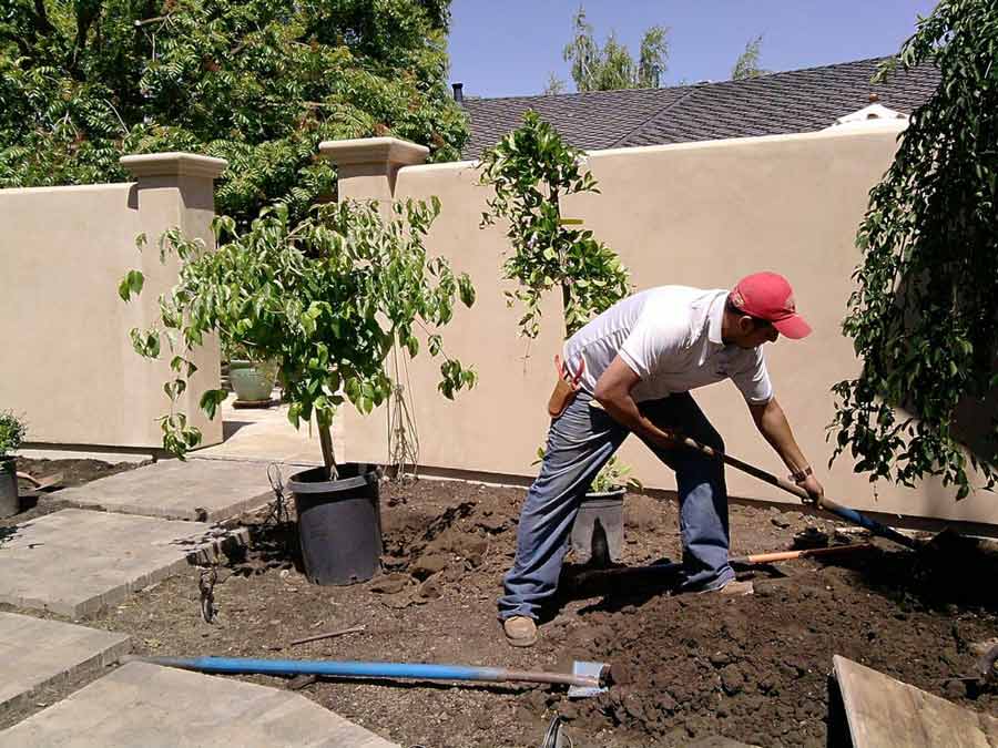 landscaping company creating garden