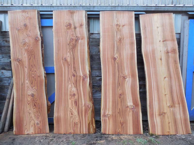 western red ceder milled into slabs