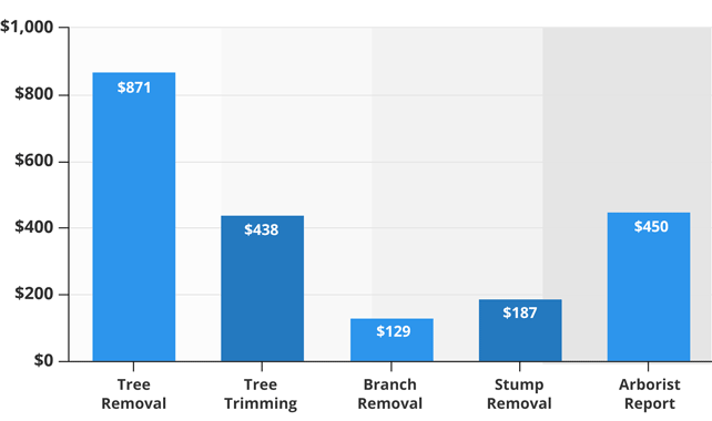 Average Tree Cutting Services prices table infographic642