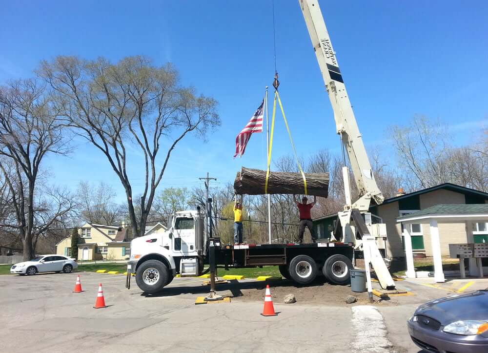 logs loaded whole onto truck