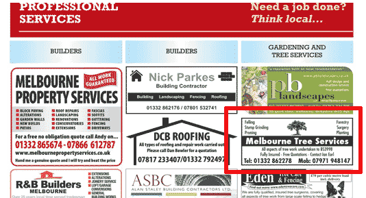 ads for tree services in local paper
